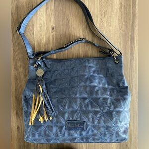 Nicole Miller Faux Suede Quilted Hobo Bag